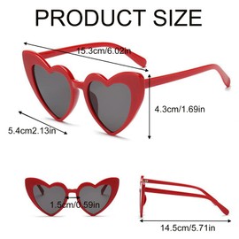 ZPLASK 4 Pcs Heart Glasses, Red Heart Sunglasses, Love Heart Sunglasses for Protection Eyewear, Heart Shaped Sunglasses For Parties Swimming Pools Music Festivals