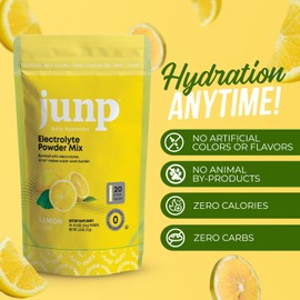 JUNP Sugar Free Electrolytes Powder Packets for Water Instant Hydration Packets with Salt & Potassium, Zero Calorie, No Carbs, No Sugar Electrolyte Drink Mix Sticks, Keto Friendly, Lemonade 20 Pack