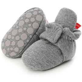 KIDSUN Infant Baby Boy Girl Fleece Bootie Newborn Stay On Slipper Winter Warm Gripper Non-Slip Crib Shoes