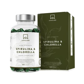 Organic Spirulina Powder and Chlorella Algae Capsules - [1800 mg] - 200 Chlorophyll Powder Capsules - High Dosage, 100% Vegan and Gluten Free - High-Quality Plant Ingredients Made from Spirulina Algae