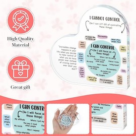 Mental Health Awareness Gifts for Women,Heart-Shaped Decor Mental,Things I Can and Can'T Control Reminders Acrylic Heart Desk Decor for Therapy Office,Counselor,Classroom,Therapist,Son Gifts from Mum