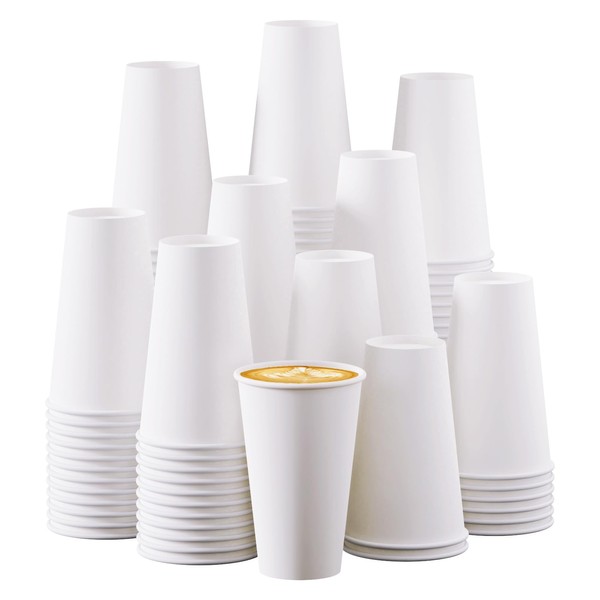 Turbo Bee Disposable Paper Coffee Cups 16oz, 210 Pack White Paper Cups,Disposable Hot Drinking Cups