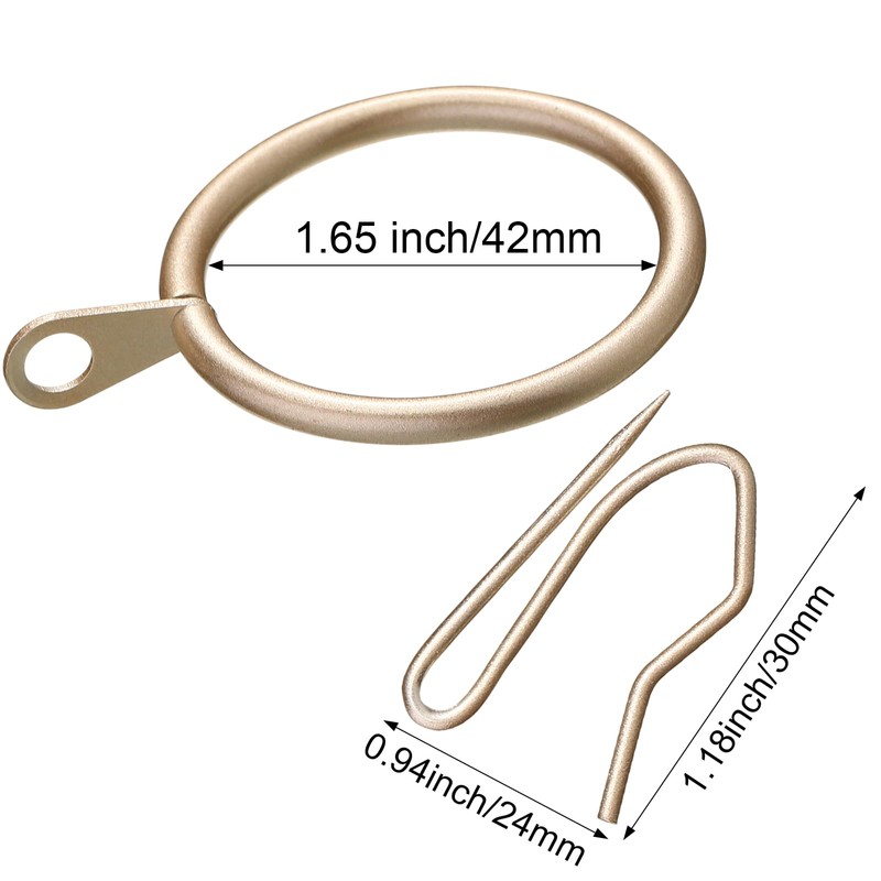 Hotop 30 Pcs Metal Drapery Curtain Rings 0.98/1.26/1.65 inch Interior