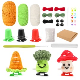Beginner Crochet Kit for Adults, Cartoon Crocheting Kit for Beginners, Knitting Animals, Adults Weaving Supplies, Latch Hook Tools for Birthdays