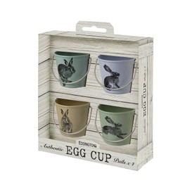 Country Hares Egg Cup Pails Set Of 4