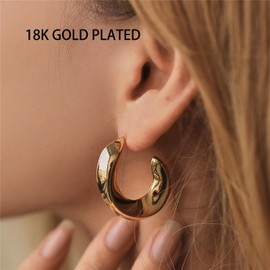 ALRNBY Small Gold Hoop Earrings Dainty Half-open Circle Earrings for Women 18K Gold Plated Hypoallergenic Dangle Dop
