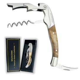 WILOSCOSMI Wine Key & Corkscrew Wine Opener–3-in-1 with Foil Cutter and Bottle Opener, Professional Double Hinged Waiter's Corkscrew for Servers and Bartenders