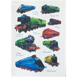 Half a Donkey Classic Trains Large Cotton Tea Towel