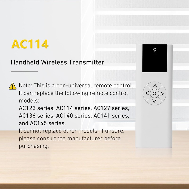 Sortfle AC114-06B Blinds Remote Control，6 Channel RF Transmitter(433.92Mhz) for Electric