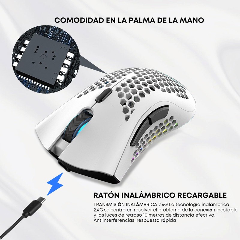 K SNAKE Ratón Ergonómico para Juegos con dpi Ajustable 800/1200/3000,