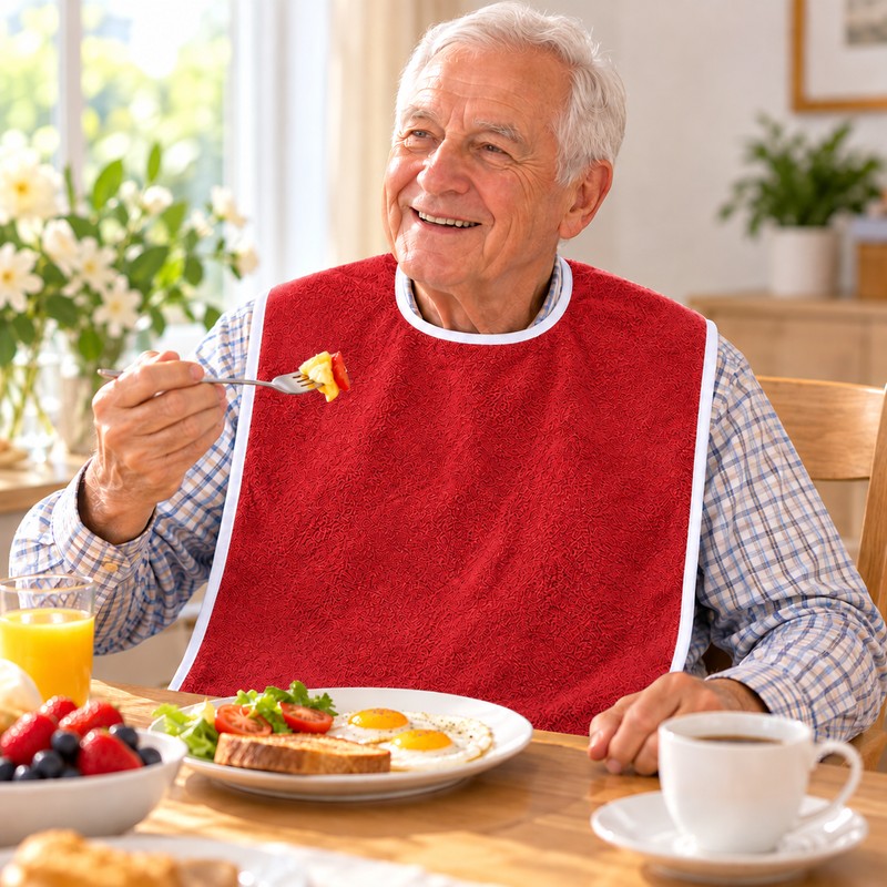 2 Pcs Adult Bibs for Eating – Large Terry Cloth