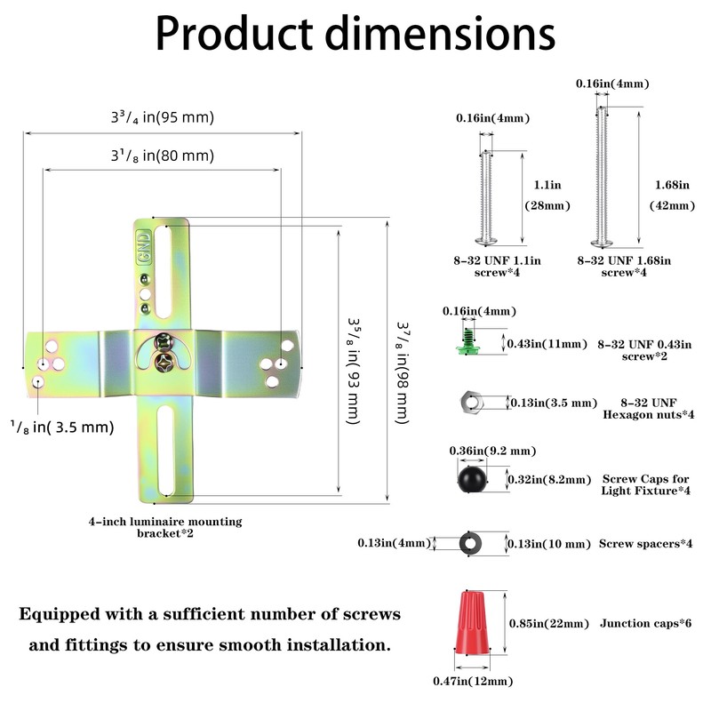 Light Fixture Mounting Brackets, Adjustable Mounting Plates for 4" J-Box,