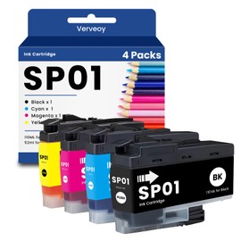 SP01 Sublimation Ink Cartridge Remanufactured SP01BK SP01CS SP01MS SP01YS Ink Cartridge Compatible for Brother SP-1 SP1 Sublimation Inkjet Printer (4-Pack, BCMY)