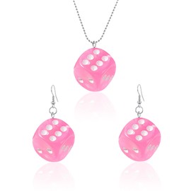 GBAHFY Funny Geometric 3D Dice Dangle Earrings Simulation Dice Sieve Earrings Punk Resin Cube Dice Drop Earrings Necklace for Women Girls Party Jewelry Set, Resin, n/c