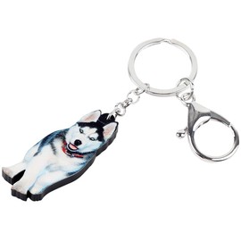 DOWAY Acrylic Keychain Lovely Siberian Husky Dog Jewelry for Bags Purses Charm Women Girls Gifts - Black - Medium, black