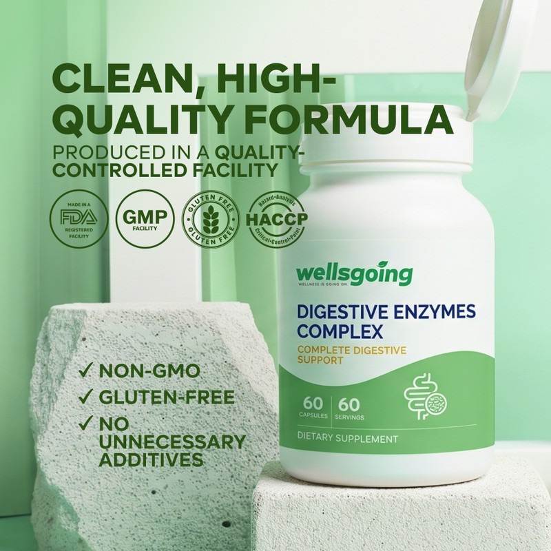 Digestive Enzymes Complex – Multi-Enzyme Formula for Digestive Support, Bloating