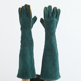 Bite Proof Pet Gloves Non Scratch for Handing Groming Electric Welding Protective Tools Free Size 60cm Dark Green