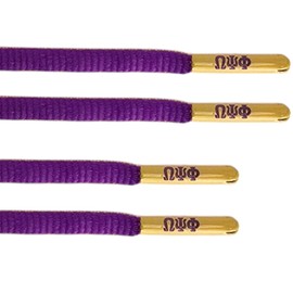 SANDZ Omega Psi Phi Fraternity- Sneaker Shoelace, Gold Boot Bootlace, Greek paraphernalia (54" Oval Purple/Gold)