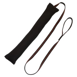 French Linen Dog Tug Toys (4 inch x 24 inch) Tug Toy with 5 Foot Handle Redline K9 (Black)