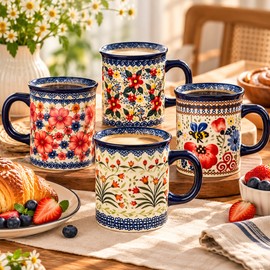 Bohemian Floral Ceramic Coffee Mug for Coffee & Tea – 440ml Colorful Patterned Cup with Handle for Home, Office & Daily Use