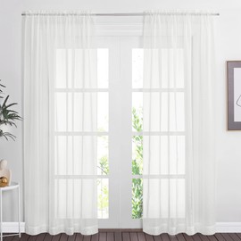 NICETOWN Cortinas Transparentes de Gasa para Dormitorio, Elegantes Cortinas Verticales con Bolsillo para Barra para Sala de Estar, 60 x 84 Pulgadas, 2 Paneles, Color Marfil