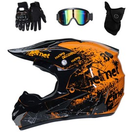 TRIPERSON Dirt Bike Off-Road Motocross ATV Motorcycle Helmet for Men Women,Professional Competition Helmet DOT Certified (Orange, Large)
