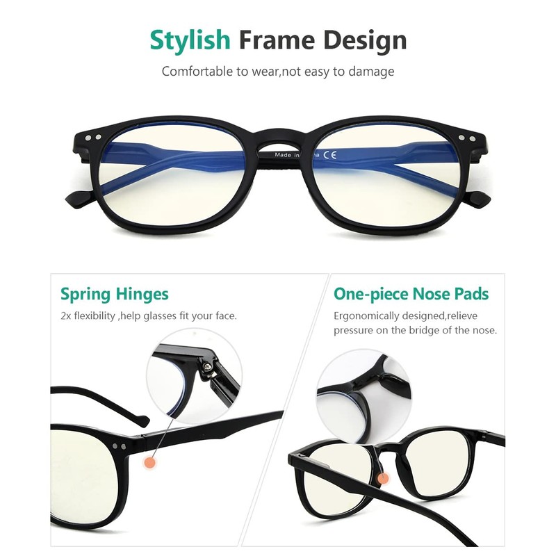 Eyekepper Spring Scharniere Klassische Retro-Stil Computer Lesebrillen (Bernstein getönte Objektive,