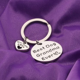 LQRI Dog Grandma Gift Paw Print Charm Best Ever Keychain Pet Lover Jewelry Gift for Grandmother Nana (sliver)