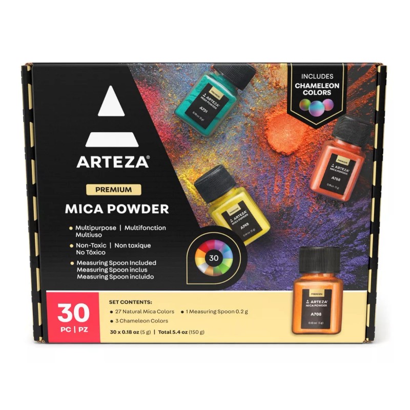 Arteza Mica Polvo Resina Set 30 De 5gr Colores Premium