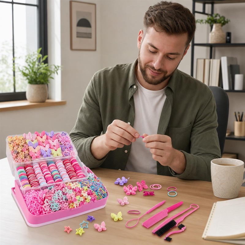855pcs Hair Accessories, Hair Bands and Clips Set