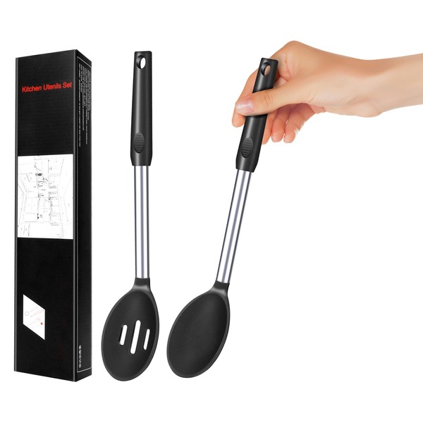Silicone Cooking Utensils Set, 2 Piece Non-Stick Kitchen Accessories Slotted