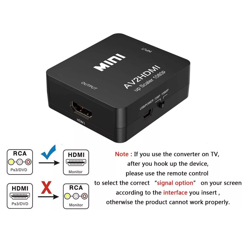 Amtake RCA to HDMI Converter, 1080P RCA Composite CVBS AV