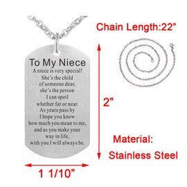 FALOGI Niece Necklace from Auntie, To My Niece Gifts Dog Tag, Jewellery Gifts for Niece