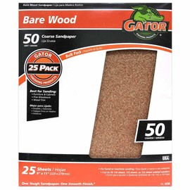 Gator 9" x 11" Bare Wood Sanding Sheets, 50 Grit, 25 Pack