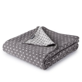 Dawson Star Three Layers Pre-Washed Gauze Blanket Lightweight Soft Breathable 100% Cotton Blanket (Twin, Gray)