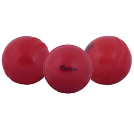 Kosma Set of 3 Windball Cricket Ball | Indoor & Outdoor Soft Training Cricket Ball for Coaching Practic (Red)