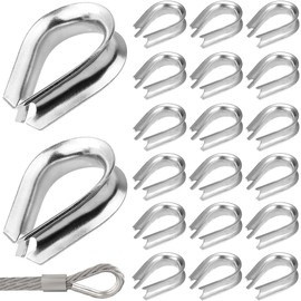 Wire Rope Thimble, M4, Stainless Steel, Thimble Hardware, Set of 20, Wire Rope Cable Rigging, Abrasion Resistant, Corrosion Resistant, For Wire Ropes with 0.2 inch (4 mm) Diameter, Terminal