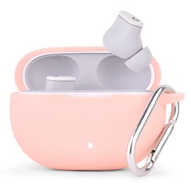 AIRSPO Silicone Case Compatible with Beats Studio Buds Case 2021 Soft Protective Cover for Beats Wireless Earbuds with Keychain (Pink)