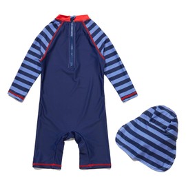 BONVERANO Baby Infant Boy's UPF 50+ Sun Protection L/S One Piece Zip Sunsuit (Whale, 3-6 Months)