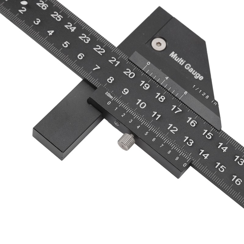 Multifunction Woodworking Ruler Aluminum Alloy T Shaped Black Measuring Marking