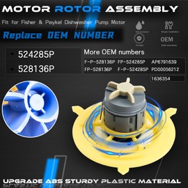 Upgraded 524285P Motor Rotor Assembly PH5 Fit for Fisher & Paykel DSC Dishwasher DishDrawer Pump Suits Models DD605 DS605 DD60S DD60D DD24S DD24D DD224 DDSDF Replace # 528136P
