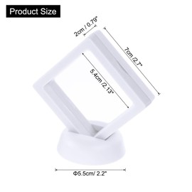sourcing map 20 Pcs 3D Floating Display Case, 2.76 x 2.76 Inch Floating Frame Display Holder Stand, Transparent PE Jewelry Storage Box, White