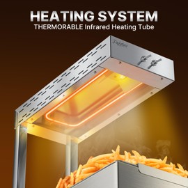 Fajiduo French Fry Food Warmer, 750W Electric Stainless Steel Warming Light Dump Station, 5.5QT Commercial Food Heating Lamp, Countertop Fries Food Warmer for Parties Kitchen Restaurant Buffe(Silver)