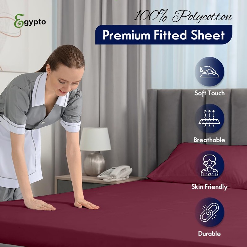 Egypto Double Fitted Sheet – Soft & Breathable 10" Deep