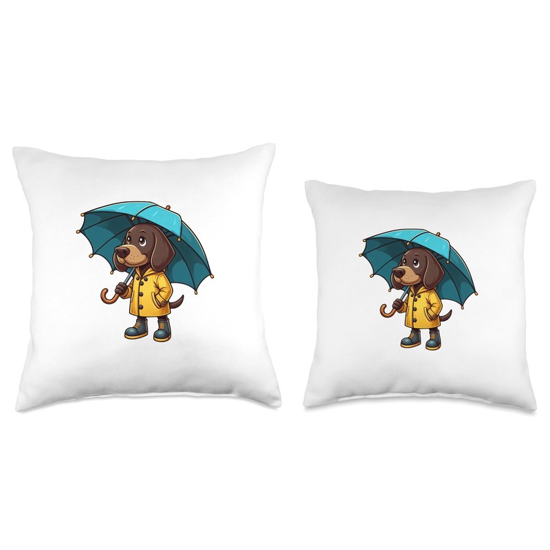 German Shorthaired Pointer Umbrella Dog Funny Raincoat Throw Pillow