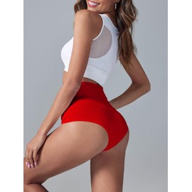 BZB - Pantalones cortos de yoga de cintura alta para mujer, gimnasio, entrenamiento, botines, danza, pantalones deportivos para levantamiento de glúteos, leggings deportivos, Rojo -, XX-Large