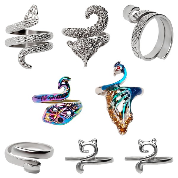 ZESION 8 Adjustable Crochet Rings, Knitting Rings Wool Guide Finger
