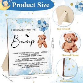 Roowest Cool Baby Shower Games Sign a Message from The Bump Wooden Game Sign Greenery Baby Shower Party Tabletop Decoration Cute Gender Reveal Party Decoration, 11.2 x 8.66 Inches(Bear)