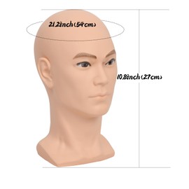 Bald Mannequin Head Training Head Male Bald Mannequin Head Cosmetology Bald Head for Glasses Display Hat Display with a Free Clamp