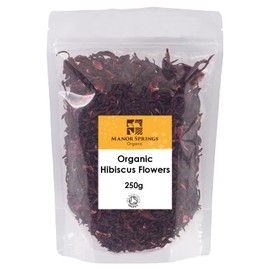 Organic Hibiscus Flowers Whole Petals 250g by Manor Springs Organic